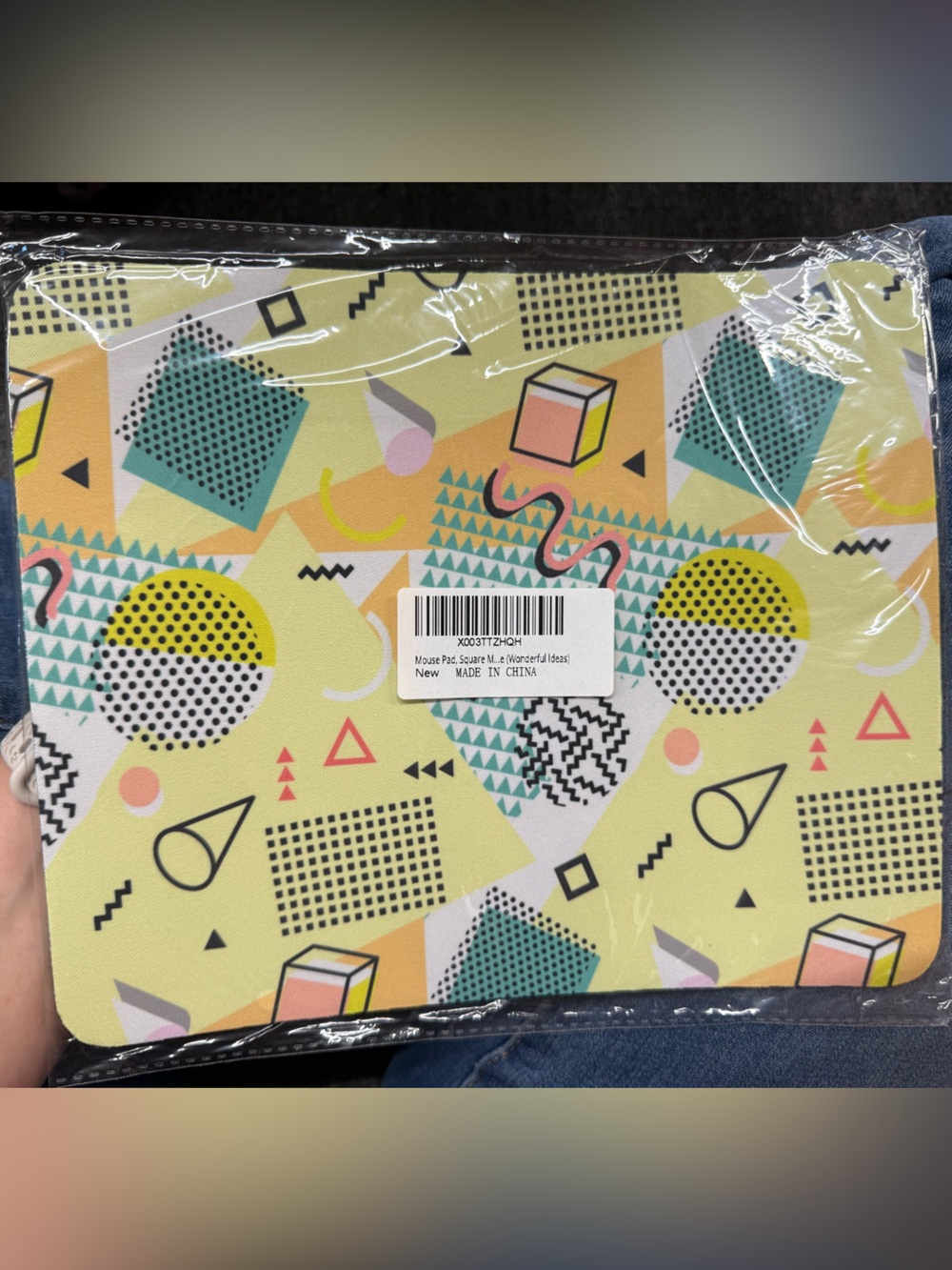 Amazon Geometric Pattern Mouse Pad - Yellow, Teal, Black, Pink